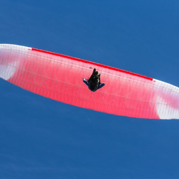 white and red parachute