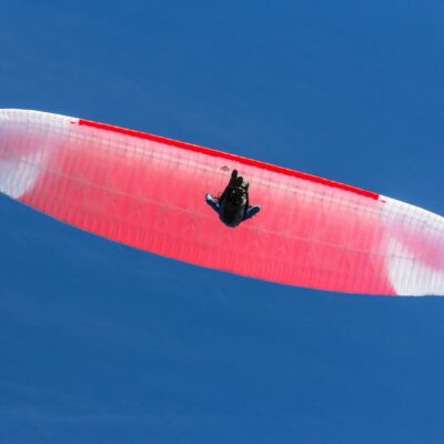 white and red parachute